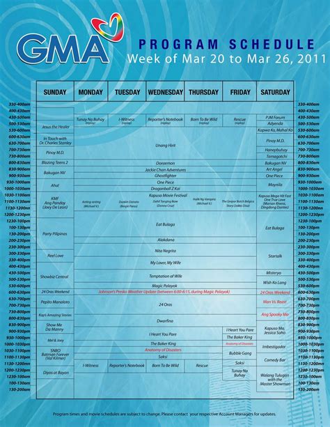 gmanetwork schedule